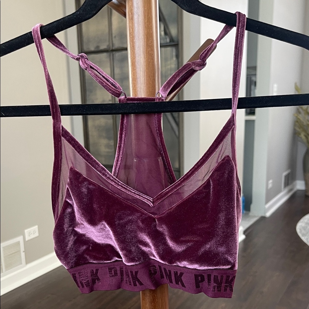 PINK Victoria's Secret Velvet Bralette in Rich Burgundy